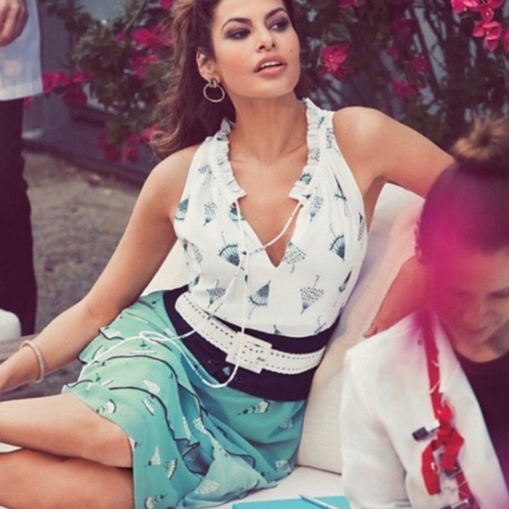 Eva Mendes for my & co umbrella ruffle midi dress